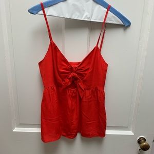 Madewell Red/Orange Silk Tie Front Tank Top Size 2